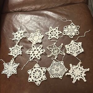 White Crochet Snowflake Ornaments